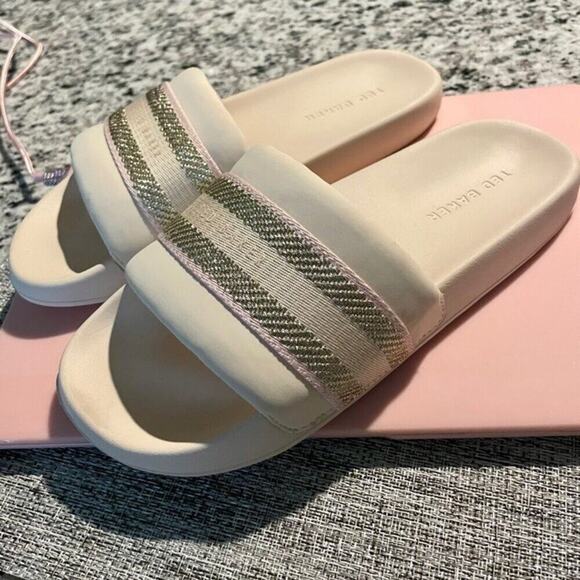 TED BAKER SLIDE SANDAL NATURAL PINK GOLD SZ 6 AESTHETIC VERSATILE SUMMER CHIC - Picture 13 of 13
